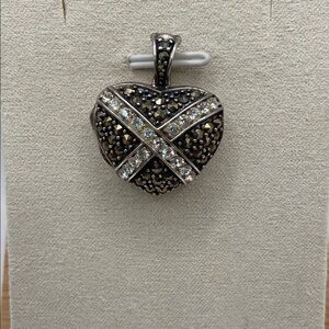 Suspicion Marcasite Sterling Silver Marcasite Crystal Heart Locket Pendant